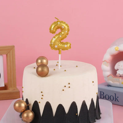 Gold number candles 520 Valentine's Day birthday cake candles Gold balloons One year old number candles decorative decoration