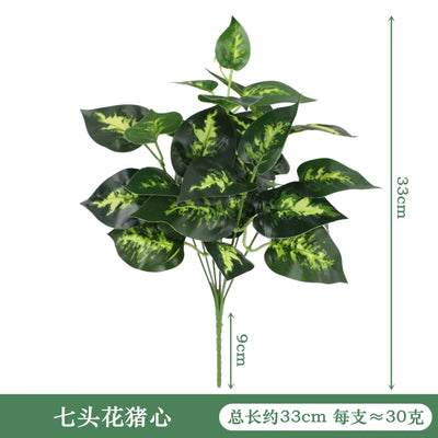 Artificial Plants Leaves Silk Tortoiseshell Leaf Dieffenbough Fake Small Fairy Taro Simulation Green Plant Living Room Decor