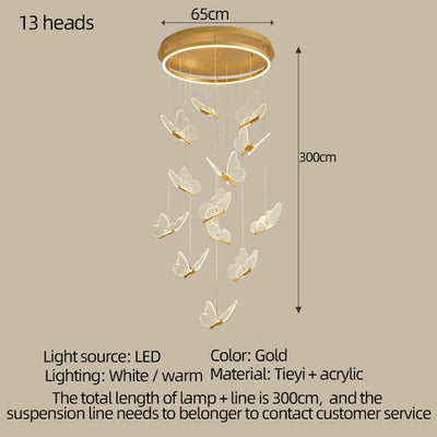 Butterfly Led Chandelier Lighting Bedroom Bedside Background Acrylic Pendant Lamp Home Deco Hanging Celing Light Fixtures