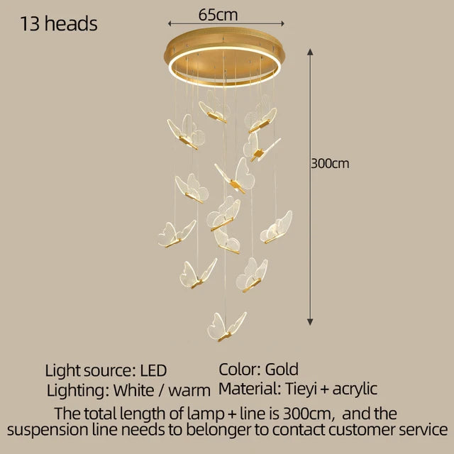 Butterfly Led Chandelier Lighting Bedroom Bedside Background Acrylic Pendant Lamp Home Deco Hanging Celing Light Fixtures