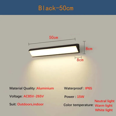 Outdoor long strip wall lamp waterproof IP65, modern and simple LED wall lamp, suitable for courtyard, garden, outdoor lighting.