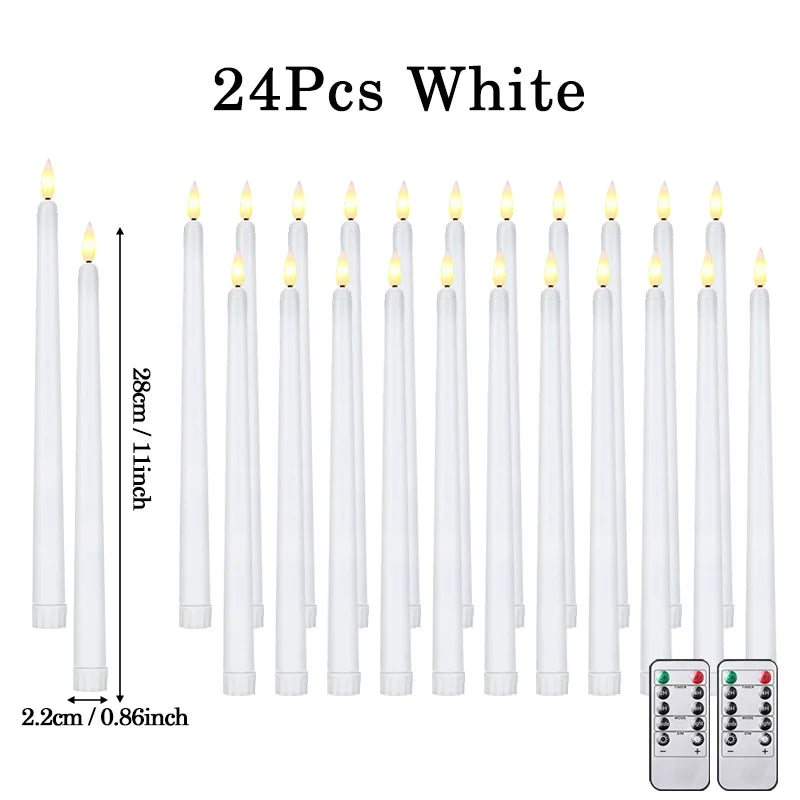 120-12Pcs Flameless Taper Candles Battery Operated LED Candle Flickering Candles Faux Candle Halloween Christmas Wedding Decor