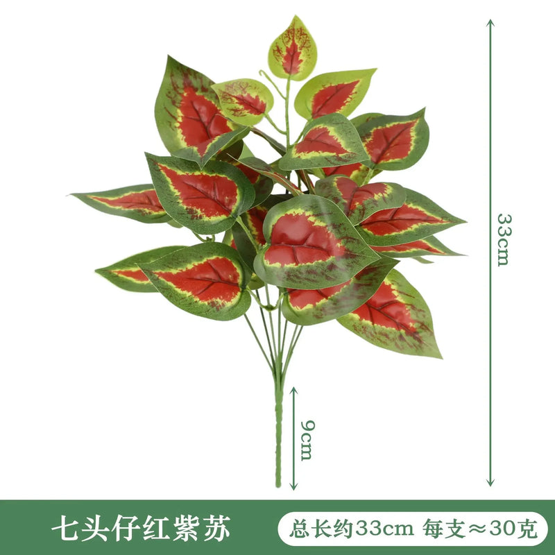 Artificial Plants Leaves Silk Tortoiseshell Leaf Dieffenbough Fake Small Fairy Taro Simulation Green Plant Living Room Decor