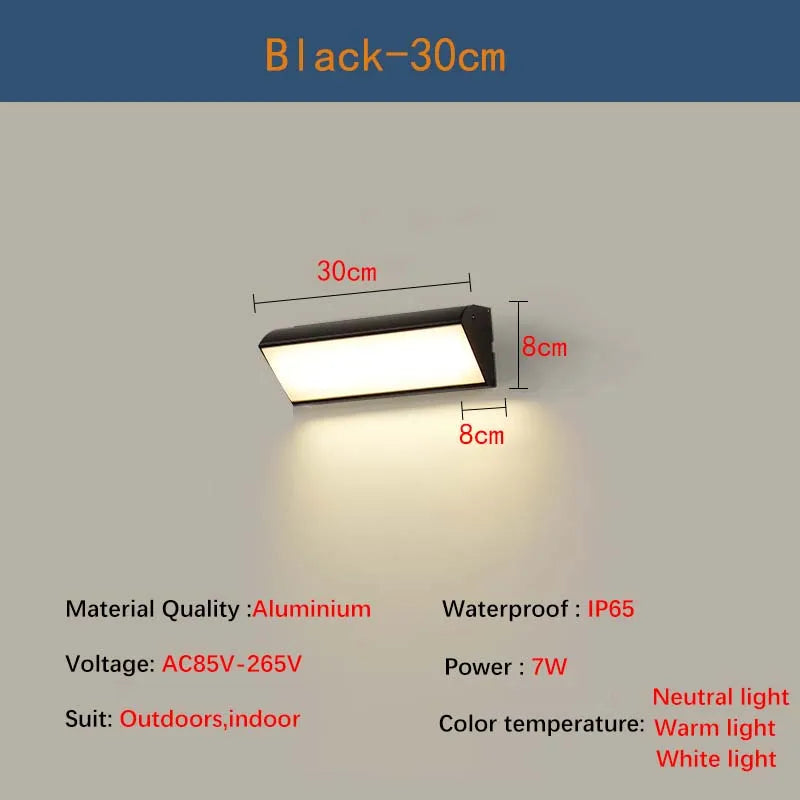 Outdoor long strip wall lamp waterproof IP65, modern and simple LED wall lamp, suitable for courtyard, garden, outdoor lighting.