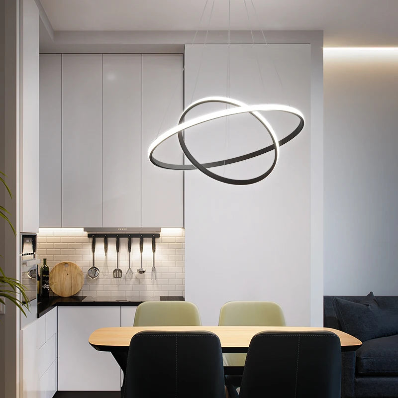 Outer Luminous Circle Living Room Pendant Chandelier Modern 4 Lamp Colors Available Factory Direct Sales LED Lighting Fixture