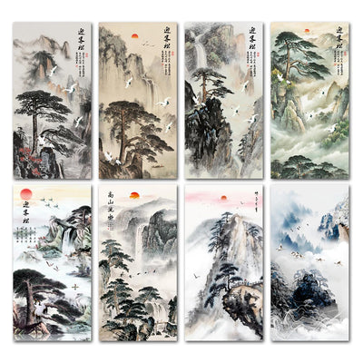 Chinese Ink Style Pine Tree Alpine Flow Water Wall Art Poster Living Room Corridor Office Decor Canvas Painting Print Mural Gift