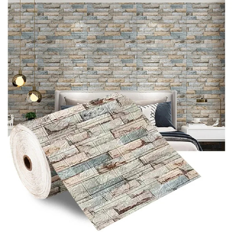 3D Foam Brick Wall Panels Stickers Self Adhesive Waterproof Living Room Wallpaper Wall Decal Home Decor Wallcovering TV Backdrop