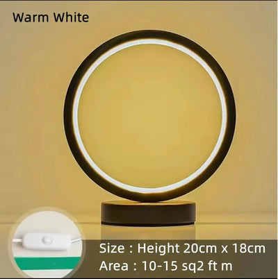 20CM LED Simple Circular Ring Table Lamp Bedroom Bedside Living Room Restaurant Hotel Decorative Lamp Dimmable Round Night Light