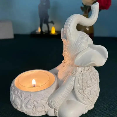 1PC Animal Candle Holder Elephant Trunk Sculpture Tealight Candle Holder Ornamental Small Candle Rod Holder Lucky Prize