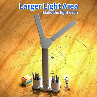 180 Rechargeable LED Clock Dimmable Desk Lamp Rotating Foldable Desktop Reading Night Light Eye Protection New USB