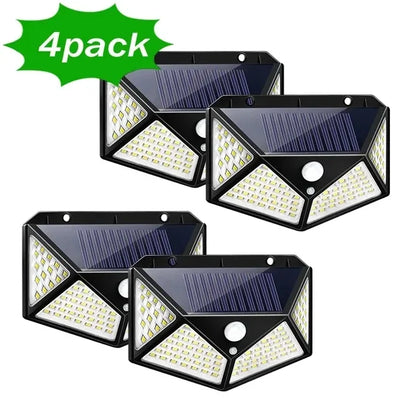 100 LED Solar Wall Lamp Wireless with Motion Sensor Human Waterproof Garden Decoration Spotlights Stairs Outdoor Wall Light