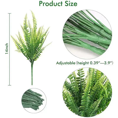 Artificial plants for outdoor decoration, artificial plants, faux Fern foliage, UV resistant, without fade, plastic, 4PCs