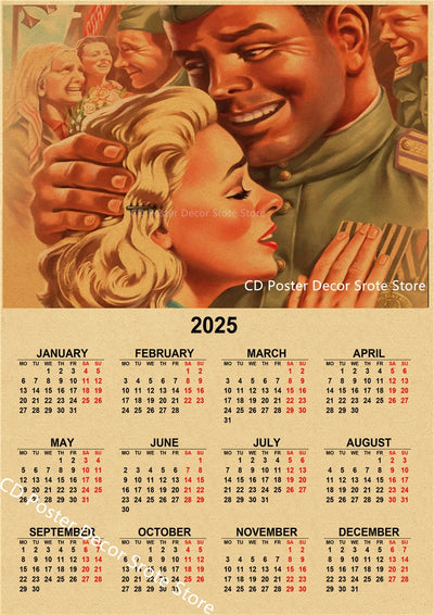 USSR CCCP 2025 Calendar Poster Celebrity Aesthetic Prints Posters Wall Art Retro Painting Home Room Cafe Club Dorm Wall Decor