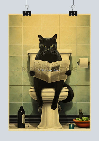 Animal Bathroom Toilet Funny Poster Kraft Paper Cat Dog Frog Art Home Decor Picture DIY Toilet Room Painting Wall Sticker Gift