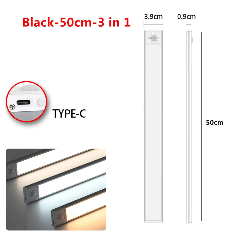 10-60cm LED Ultra Thin Lights Motion Sensor night light Wireless Under Cabinet Lights For Kitchen Closet Cabinet Lighting