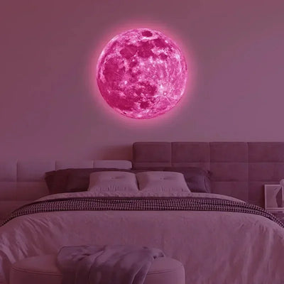 Aesthetic 3D Luminous Moon Wall Sticker Glow in The Dark Fluorescent Sticker PVC Home Kids Room Decals Wall Decor Wallpaper