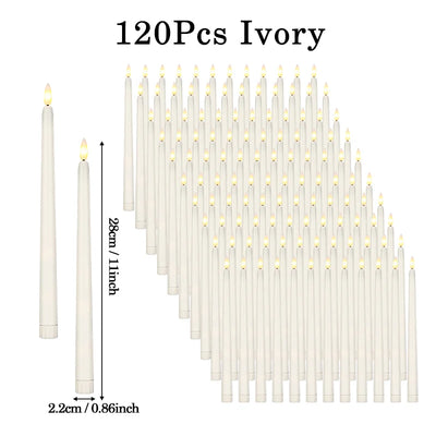 160-12Pcs LED Taper Candle with Flickering Flame Flameless Battery Operated Candles for Wedding Valentine Dinner Decoration