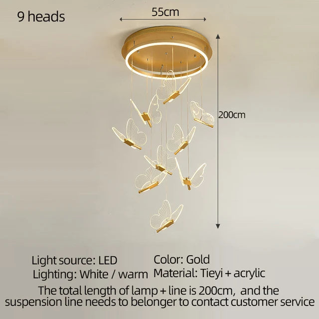 Butterfly Led Chandelier Lighting Bedroom Bedside Background Acrylic Pendant Lamp Home Deco Hanging Celing Light Fixtures