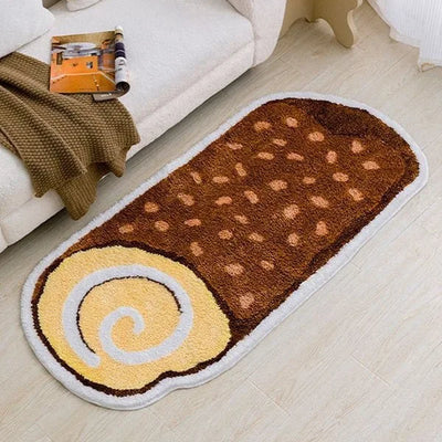 VIKAMA 1PC INS Cute Cartoon Shaped Bread Imitation Cashmere Carpet Living Room Bedroom Decoration Thickened Non-Slip Bed Rug