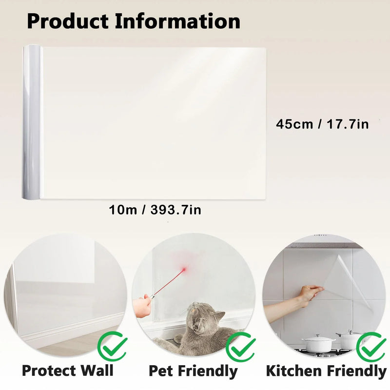 45-90cm Transparent Wall Protective Film Stickers Kitchen Oil-Proof Sticker Electrostatic Protection Paper Waterproof Wallpaper