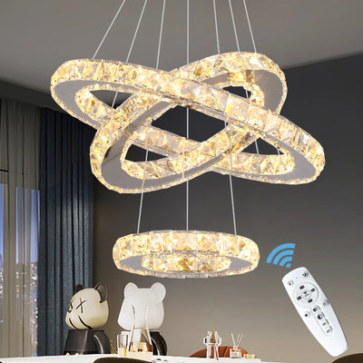 Modern Pendant Lighting Rings Led Crystal Chandelier Hanging Lustre Lamparas Ceiling Lamp Fixtures Luminaire for Living Room