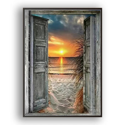 1 piece Beach sunset DIY diamond painting, DIY diamond painting set accessories, suitable for home living