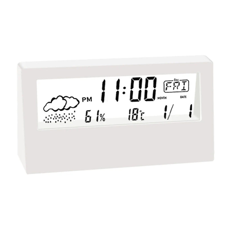 Thermo-Hygrometer Clock Creative Weather Display Electronic Alarm CLock Desktop Table Decor For Living Room Bedroom