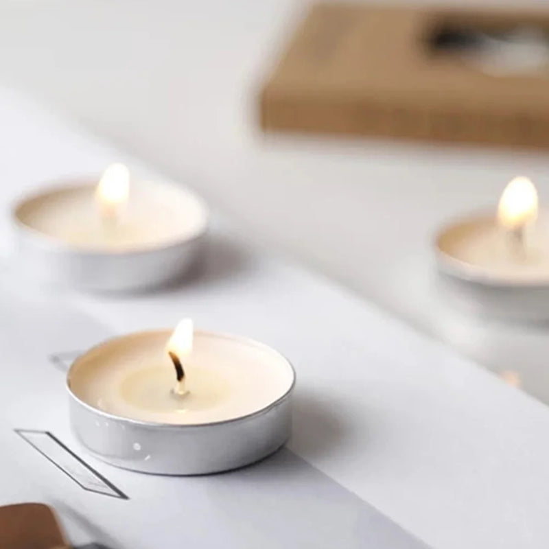 50 Pcs Round Scented Home Candles Accessory Wedding Small Tealight White Smokeless Romantic Paraffin Room