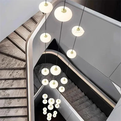 Nordic Oval Ball Led pendant lamp Long strip white staircase lamp living room designer Villa building Cluster Suspension lamp