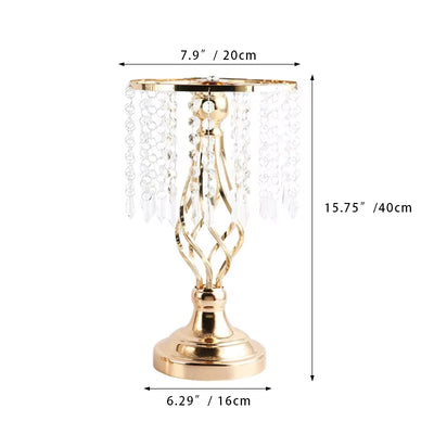 10pcs Gold Silver Vases for Wedding Centerpiece Table Decorations with Crystal Strings, Wedding Metal Flower Stands