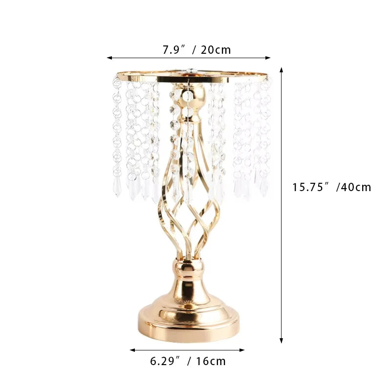 10pcs Gold Silver Vases for Wedding Centerpiece Table Decorations with Crystal Strings, Wedding Metal Flower Stands