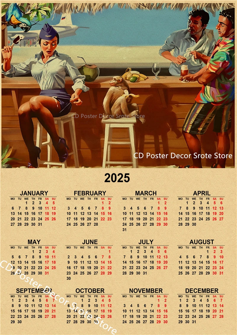 USSR CCCP 2025 Calendar Poster Celebrity Aesthetic Prints Posters Wall Art Retro Painting Home Room Cafe Club Dorm Wall Decor