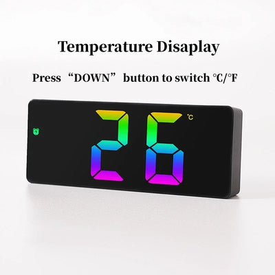 Voice Control Color Digital Alarm Clock TEMP Date Display Night Mode Snooze Table Clock Anti-disturb Function 12/24H LED Clock