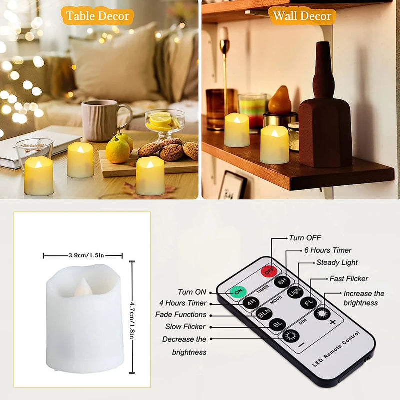 6 Pcs LED Candles With USB Charging Flameless Flicker Rechargeable Candles Timer Remote Control Party Home Decoration Led Light