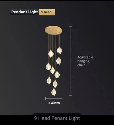 Villa Ceramic Petal Hanging Led Chandelier For Hotel Lobby Loft Staircases Restaurant Living Room Bedroom Bedside Pendant Lamp