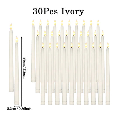 160-12Pcs LED Taper Candle with Flickering Flame Flameless Battery Operated Candles for Wedding Valentine Dinner Decoration