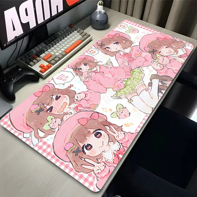 Mouse Pad Laptop Gaming Extended Desk Mat PC Kawaii Gamer Cabinet Mousepad XXL Angel Anime Sexy Girls Keyboard Rug Pink Carpet