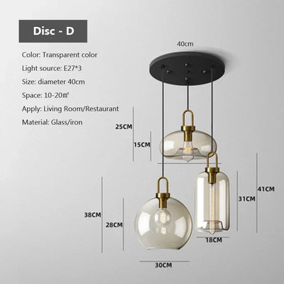 Modern Glass Pendant Light Loft Hanging Lustre Industrial Decor Lights Fixtures Kitchen Restaurant Dining Room E27 Nordic Lamp