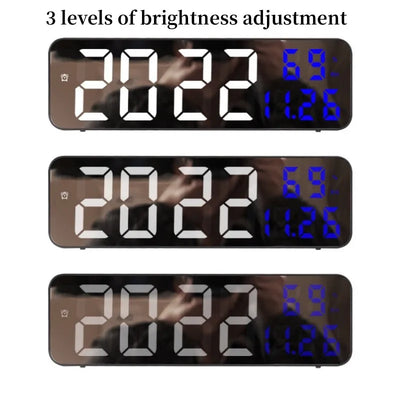 9 Inch Large Digital Wall Clock Temperature Humidity Night Mode Snooze 12/24H USB Plug-in Version Electronic LED Alarm Clock