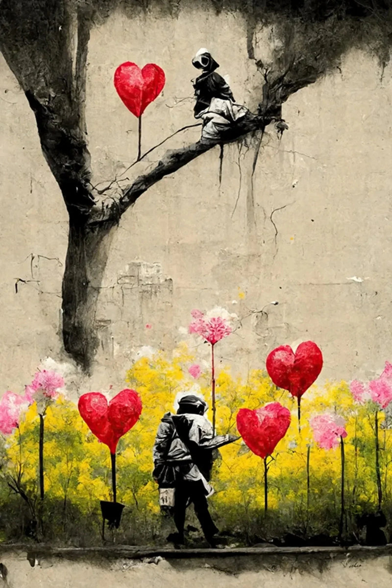 Banksy Graffiti Boy Girl with Balloon on Canvas Posters Prints Pop Street Wall Art Painting for Living Room Home Decor Cuadros