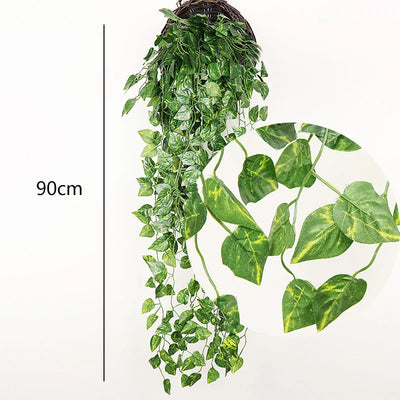 2PCS 80cm Artificial Hanging Plants Fake Hanging Plant Faux Eucalyptus Leaf Greenery Vine Outdoor UV Resistant Plastic Plants