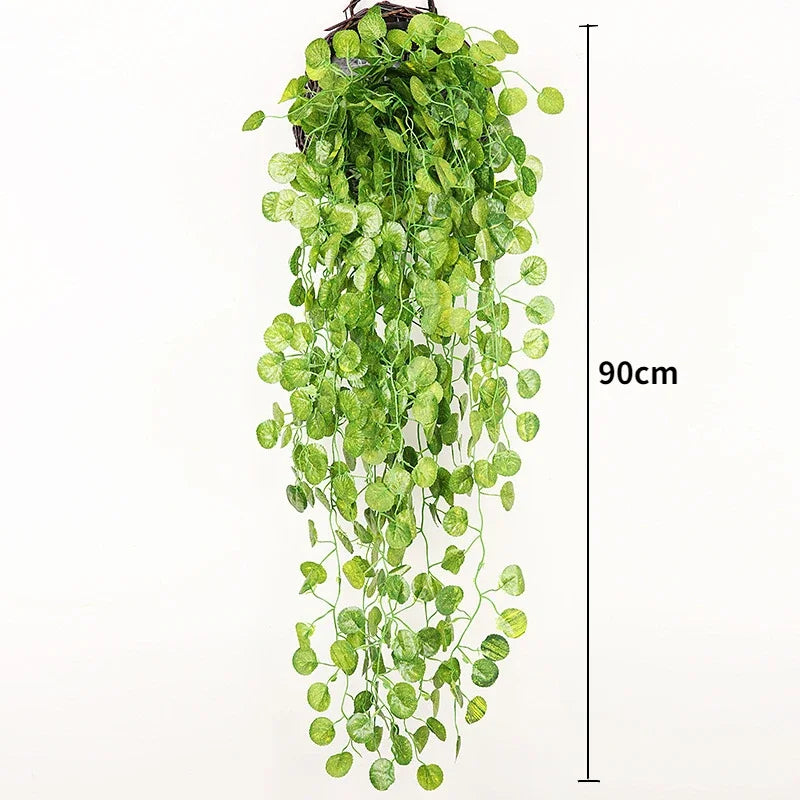 90cm Artificial Plant Vine Home Decoration Hanging Plastic Leaf Grass Garland Outdoor Wedding Party Decorations Fake Rattan Ivy