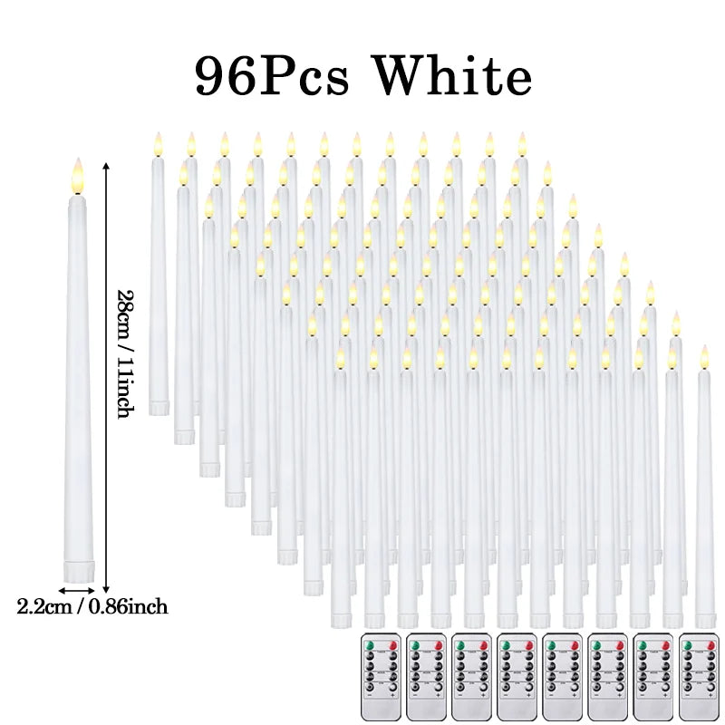 120-12Pcs Flameless Taper Candles Battery Operated LED Candle Flickering Candles Faux Candle Halloween Christmas Wedding Decor