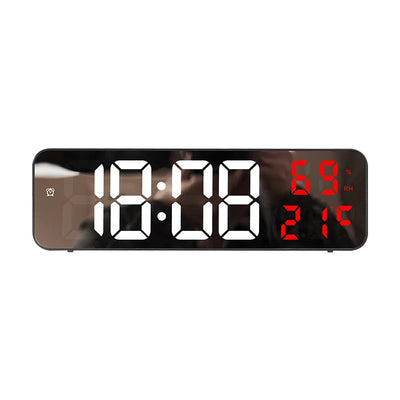 9 Inch Large Digital Wall Clock Temperature Humidity Night Mode Snooze 12/24H USB Plug-in Version Electronic LED Alarm Clock