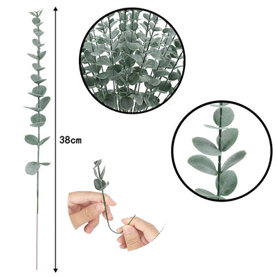 Yannew 12pcs Artificial Eucalyptus Stems Silver Dollar Greenery Fake Plants for Wedding Bouquet Floral Arrangement Home Decor