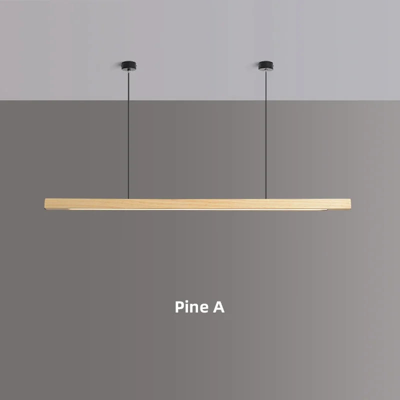 Modern Simple Pendant Lights Wooden Long Linear Hanging Lamp Table LED Light Kitchen Island Lighting Dining Living Room Office