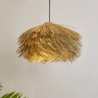 Hand Woven Rattan Hanging Lamp for Ceiling Shop Bar Grass Pendant Lights Japan Living Room Chandelier Loft Room Decor Lustre LED