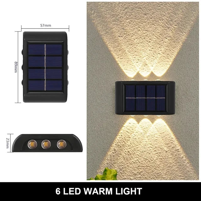 Solar Wall Lamp Outdoor Warm Light Waterproof Up And Down Luminous Lighting Balcony Yard Garden Decoration Lights Exterior Wall