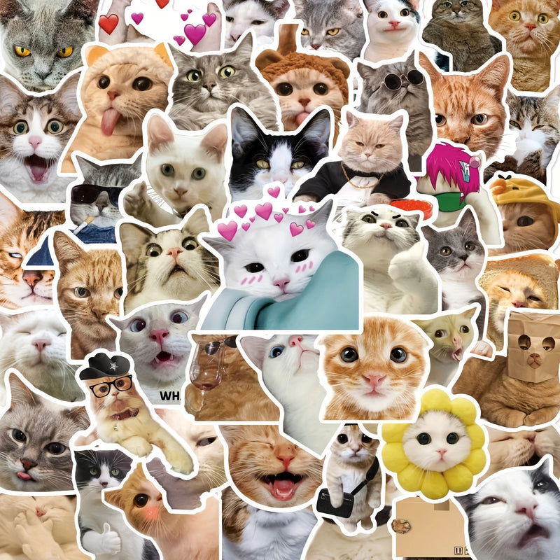 50pcs Cheap Cartoon Cute Funny Cat Series Graffiti Stickers Suitable for Desktop Wall Room Decoration DIY Sticker Pack Wholesale