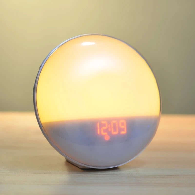 Wake Up Light Alarm Clock with Sunrise/Sunset Simulation Dual Alarms FM Radio Nightlight 7 Colors Natural Sounds Snooze